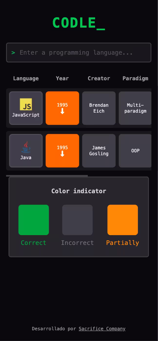 Codle — vista mobile