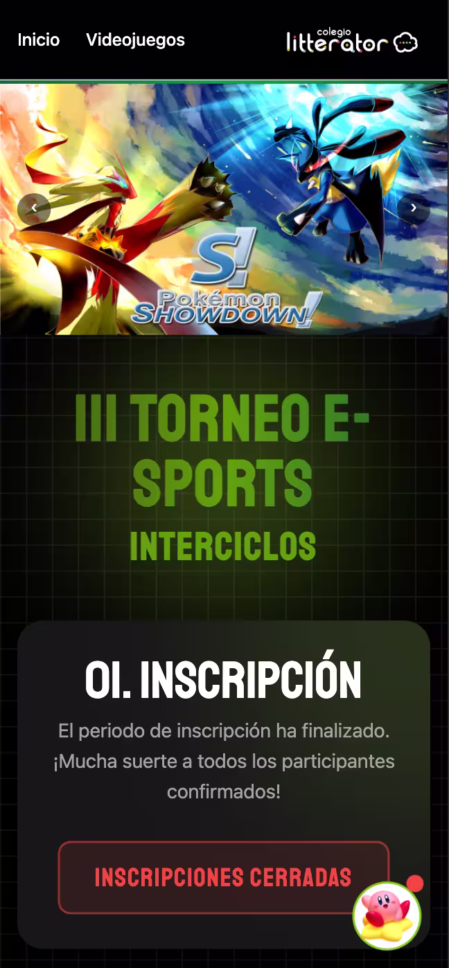Torneo E-Sports DAM — vista mobile